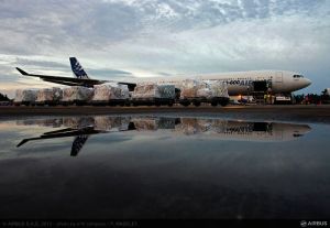 Vuelo de Airbus y Cruz Roja con material médico para refugiados sirios en Jordania. Foto Airbus